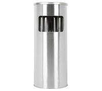 Cendrier sur pied extérieur avec poubelle + seau intérieur 12L - Chrome 25*25*60cm