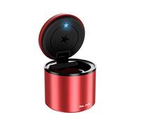 Cendrier Voiture Anti Odeur Portable, Cendrier de Voiture LED Fermé Métal, Cendrier avec Couvercle étanche Inox Sans Fumée, pour Exterieur, Bureau, Auto etc (Rouge)