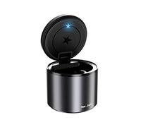 Cendrier Voiture Anti Odeur Portable, Cendrier de Voiture LED Fermé Métal, Cendrier avec Couvercle étanche Inox Sans Fumée, pour Exterieur, Bureau, Auto etc (Noir)