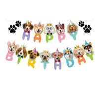 CENPEK 11 pièces décoration de gâteau chien visage carte fête banderoles bannière chien anniversaire tirer drapeau gâteau décoration carte pour fête d'anniversaire sur le thème des animaux