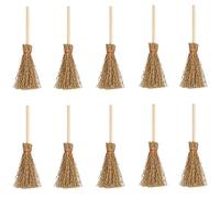 CENPEK Lot de 10 mini balais artificiels en paille avec corde rouge - Accessoire pour fête d'Halloween
