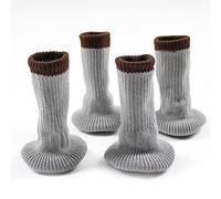 CENPEK Lot de 24 paires de chaussettes de chaise avec patins en feutre, élastiques tricotés pour meubles en bois épais - Évite les rayures et le bruit, antidérapant (gris)