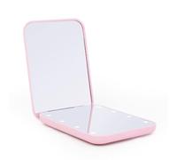 CENPEK Mini miroir de poche LED, petit miroir cosmétique avec léger, compact, pliable, rectangle double face, rose