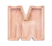 CENPEK Tirelire Lettres en Bois Argent Créatif Boîte Transparente Épargne en Étain pour Famille Noël Anniversaire Cadeau DIY Décoration - M