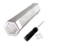 CENPEK Tube de fumoir à granulés pour barbecue - 30,5 cm - En acier inoxydable - Portable - Hexagonale - Pour griller la viande - Barbecue en plein air - Cuisine - Avec brosse de nettoyage