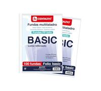 Centauro | 2 paquets de 100 pochettes perforées | 16 trous | Format folio | Polypropylène standard lisse | Parfaites pour classer des documents de bureau, scolaire ou usage domestique