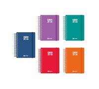 Centauro Lot de 5 agendas scolaires 2025/2026 A6, un jour par page, 5 unités de couleurs assorties, feuilles 70 g, espagnol, couverture souple, reliure spirale, agenda d'études et autocollants, FSC