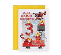 Central 23 3. Geburtstagskarte Für Kinder Junge Drei Jahre Alt Feuerwehr Hubschrauber Geschenk Aufkleber Von