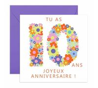 Central 23 Carte 10e anniversaire pour enfant - Arc-en-ciel floral - Carte anniversaire pour fille de 10 ans - Cadeaux pour petite-fille, sœur, nièce - Livrée avec autocollants