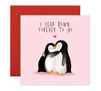 Central 23 Carte 1er anniversaire de mariage pour mari ou femme - 1 an - Carte anniversaire de pingouin pour petit ami, petite amie, couple - Livré avec des autocollants