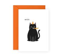 CENTRAL 23 Carte anniversaire chat - Woo Grumpy Cat - Cartes d'anniversaire hilarantes pour homme et femme - Cadeau coquin pour les amoureux des chats - Livré avec des autocollants
