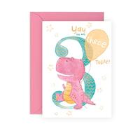 Central 23 Carte anniversaire dinosaure - Carte d'anniversaire pur fille de trois ans - Cartes de voeux pour bébé de 3 ans - enfant - Livrée avec des autocollants