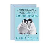 Central 23 Carte Anniversaire Pour Homme Femme - À MON PINGOUIN - Jolies Cartes D'Anniversaire Pour Mari Petit Ami Petite Amie - Pour Couple Partenaire - Livrée Avec Des Autocollants