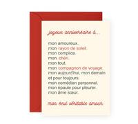 Central 23 Carte anniversaire pour mari - MON SEUL VÉRITABLE AMOUR - Cartes anniversaire pour femme petite amie - Cadeau pour petit ami couple amoureux - Livré avec autocollants
