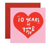 Central 23 Carte d'anniversaire « 10 Years Heart » - Parfait pour célébrer une décennie d'amour avec une touche sincère - Idéal pour marquer une étape spéciale dans votre relation - Livré avec des