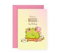 Central 23 Carte d'anniversaire enchanteresse - « Magic Birthday Frog » - Célébrez avec un thème de grenouille fantaisiste - Parfait pour un anniversaire amusant et unique - Comprend une enveloppe et