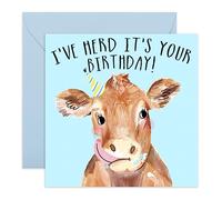 Central 23 - Carte d'anniversaire pour elle - « Herd It's Your Birthday » - Animal Happy Birthday pour lui - Jeu de vache drôle - Livré avec des autocollants mignons.