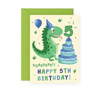 Central 23 - Carte d'anniversaire pour garcon - Carte d'anniversaire dinosaure - 5 ans - Cadeau de cinquième anniversaire pour enfant - Pour fils, petit-fils, neveu - Livré avec des autocollants