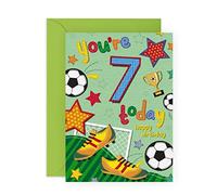 Central 23 Carte d'anniversaire pour garçon - Football de 7 ans - Carte d'anniversaire pour enfants de sept ans - Carte de vœux pour 7e anniversaire pour fils - Neveu petit-fils