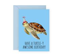 CENTRAL 23 Carte d'anniversaire pour homme et femme - Turtle-y Awesome Birthday - Jolies cartes de vœux pour elle et lui - Cadeaux pour maman, papa, sœur - Livré avec des autocollants amusants