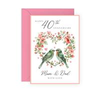 Central 23 Carte de vœux - « 40e anniversaire de mariage maman papa » - Parfait pour célébrer 40 ans d'amour et d'engagement - Idéal pour marquer un anniversaire de ru vec joie sincère - Livré