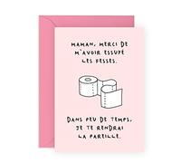 Central 23 Carte Fête des Mères - Merci d’avoir géré mes émotions - Carte message drôle - Design typographie moderne - Cadeau pour maman mère de fille fils - Carte avec autocollants