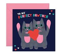 CENTRAL 23 Cartes de Saint-Valentin chat romantique - Jolie carte d'anniversaire pour femme - Purfect Pawtner - Carte d'anniversaire ou de Saint-Valentin pour mari, petit ami, petite amie