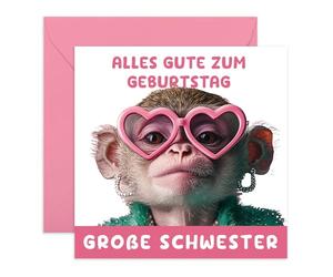 Central 23 Große Schwester Geburtstagskarte Affe Lustig Witzig Frauen Mädchen Kommt Mit Aufklebern Geburtstagsgeschenk Niedliches Geschenk Von