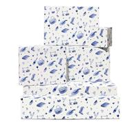 CENTRAL 23 Lot de 6 feuilles de papier cadeau bleu - Aquarelle d'animaux de la ferme - Papier cadeau pastel pour mariage, anniversaire, Noël, Pâques - Toutes les occasions - Comprend des étiquettes