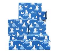 CENTRAL 23 Lot de 6 feuilles de papier cadeau d'anniversaire Motif ours polaire mignons Bleu Pour garçons et filles Livré avec autocollants