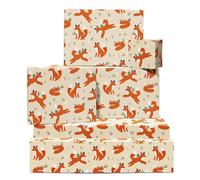 CENTRAL 23 Lot de 6 feuilles de papier cadeau orange - Thanksgiving Pâques automne renard Halloween - Cadeaux sur le thème du renard - Emballage cadeau pour enfants, garçons et filles - Comprend des