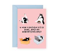 Central 23 Lustige Geburtstagskarte für Sie - 4 VON 5 KATZEN - Rosa Grußkarte für Tierbesitzer - Katzen - Geburtstagskarte für Frauen Männer - Mädchen, Schwester, Freundin