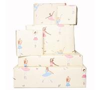 Central 23 - Papier cadeau ballerine - 6 feuilles de papier mignon pour filles - Emballage d'anniversaire rose et bleu - Papillons pastel pour enfants - Jolies danseuses de ballet