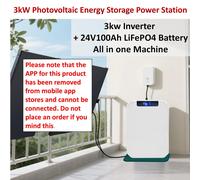 Centrale électrique de stockage d'énergie photovoltaïque hors réseau 3000W, onduleur 3KW et batterie LiFePO4 24V 100Ah, Machine tout-en-un 3kW Power Station