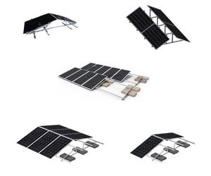 Centrale électrique pour balcons Support surélevé Kit complet Est-Ouest vertical pour 2 panneaux PV Module solaire Toiture Toiture plate 10-40