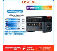 Centrale solaire modulaire OSCAL PowerMax2400 Pro, entrée solaire MPPT max. 1500W, extension de batterie empilable sans câble, générateur solaire à charge directe pour alimentation de secours hors Pow