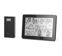 Hama Station météo Meteotime – Thermomètre & Hygromètre sans fil, Horloge DCF, Noir