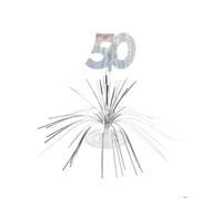 Centre de table - 50 ans - Argenté brillant - PVC - Hologramme - 25 cm