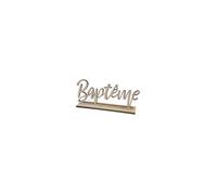 CENTRE DE TABLE BAPTÊME BOIS 18X8X3CM Beige, Ivoire, Crème, Écru, Naturel, Taupe
