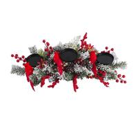 Centre de Table de Noël, bougeoir Floral Cardinal, Rouge/Noir | Charme de vacances festif, s'adapte aux tables standard, construction en plastique réutilisable, idéal pour la décoration de
