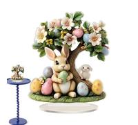 Centre de table de Pâques - Décoration de table en acrylique 2D plat en forme d'œuf de Pâques | Décoration de bureau de Pâques, pièce maîtresse d'animaux mignons pour salon, chambre, salle à