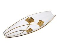 CENTRO CERÁMICA BLANCO/FLOR ORO 45X16X6CM