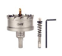 CENYB scie cloche metal 2-9/16" (65mm) à pointe en carbure de tungstène, avec 2 forets pilotes titanées - Idéale pour métaux durs, acier inoxydable, fer, alliage d'aluminium, bois et plastique