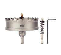 CENYB scie cloche metal 4" (102mm) à pointe en carbure de tungstène, avec 2 forets pilotes titanées - Idéale pour métaux durs, acier inoxydable, fer, alliage d'aluminium, bois et plastique
