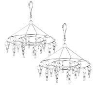 CenYouful Lot de 2 séchoirs Ronds en Acier Inoxydable avec 20 Clips pour sécher Chaussettes, vêtements de bébé, Soutien-Gorge, Serviette, sous-vêtements, Chapeau, écharpe, Pantalon, Gants