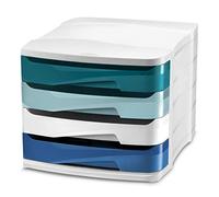 Bloc de classement cep riviera 4 tiroirs format 24x32cm superposable blanc / bleu