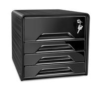 CEP Bloc de classement avec serrure Module Organisateur 4 tiroirs Rangement documents Bureau Smoove Secure Noir