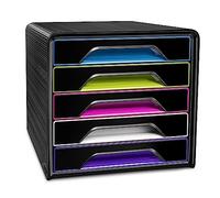 CEP Bloc de classement Module Organisateur 5 tiroirs Rangement documents Bureau Smoove Gloss Noir Multicolore Subtil