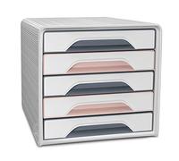 CEP Bloc de classement Module Organisateur 5 tiroirs Rangement documents Bureau Smoove Mineral Rose poudré
