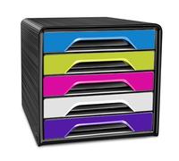 CEP Bloc de classement Module Organisateur 5 tiroirs Rangement documents Bureau Smoove Noir Multicolore Vif
